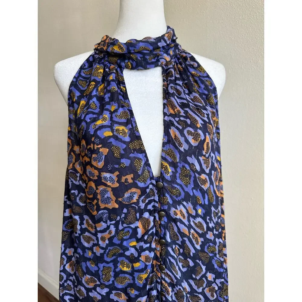 NWT By Anthropologie‎ Sleeveless Halter Tank Leopard Print Size L Retail $98